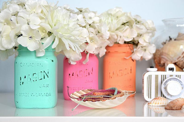 Beach Chic: Painted Mason Jars