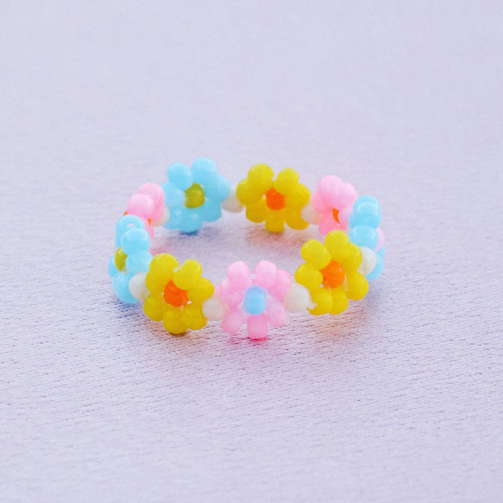 Beaded Flower Stretch Ring 3