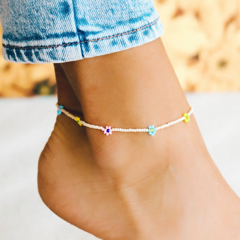 Beaded Flower Anklet 2