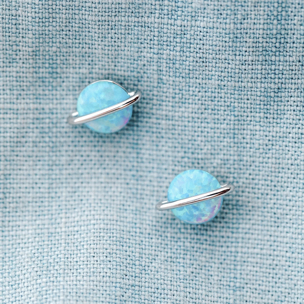 Opal Saturn Stud Earrings 8