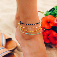 Gold Stitched Beaded Anklet Gallery Thumbnail