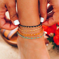 Gold Stitched Beaded Anklet Gallery Thumbnail