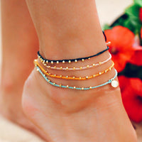 Gold Stitched Beaded Anklet Gallery Thumbnail