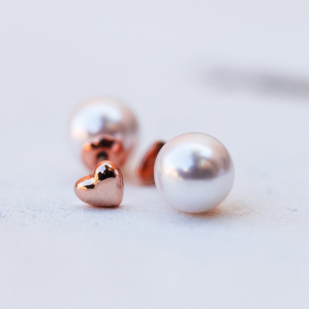 Pearl & Heart Double Sided Stud Earring 4