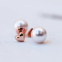 Pearl & Heart Double Sided Stud Earring Gallery Thumbnail