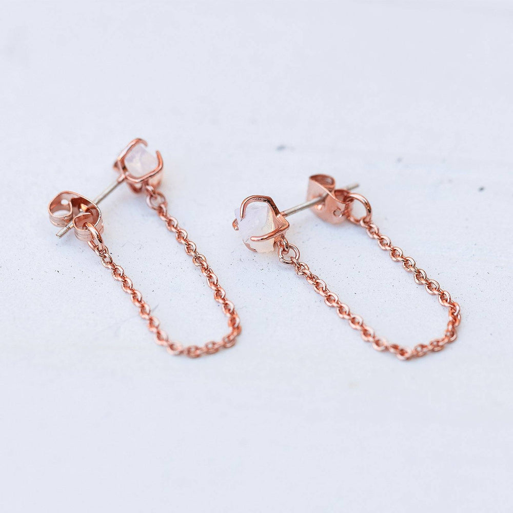 Raw Gem Chain Wrap Earrings 4