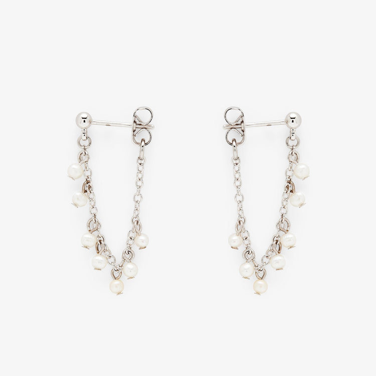 Pearl Chain Wrap Earrings