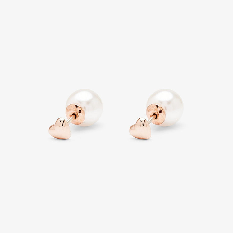 Pearl & Heart Double Sided Stud Earring